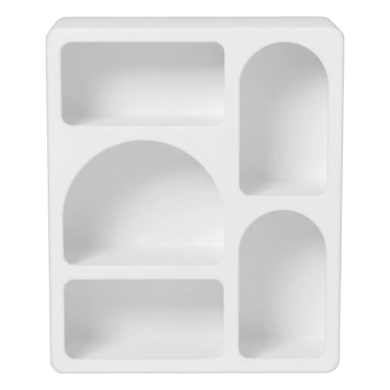 5 vakkenkast Zaha organic - MDF - wit - 48x40x15 cm