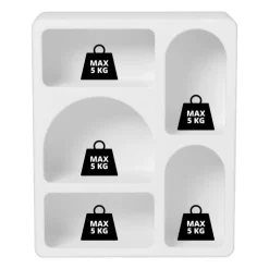 5 vakkenkast Zaha organic - MDF - wit - 48x40x15 cm