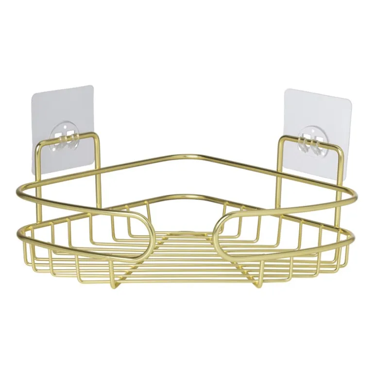 Badkamerrek hoek - goudkleurig - 21.5x21.5x10 cm