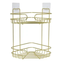 Badkamerrek hoek dubbel - goudkleurig - 21.5x21.5x34 cm