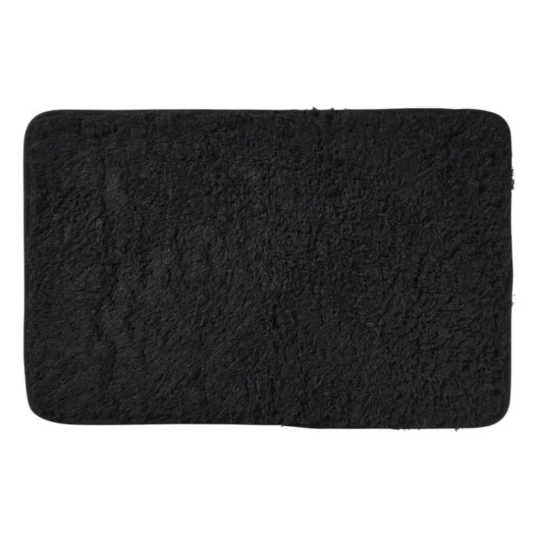 Badmat fluffy - zwart - 45x70 cm