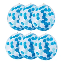 Ballon confetti - blauw/wit - set van 6