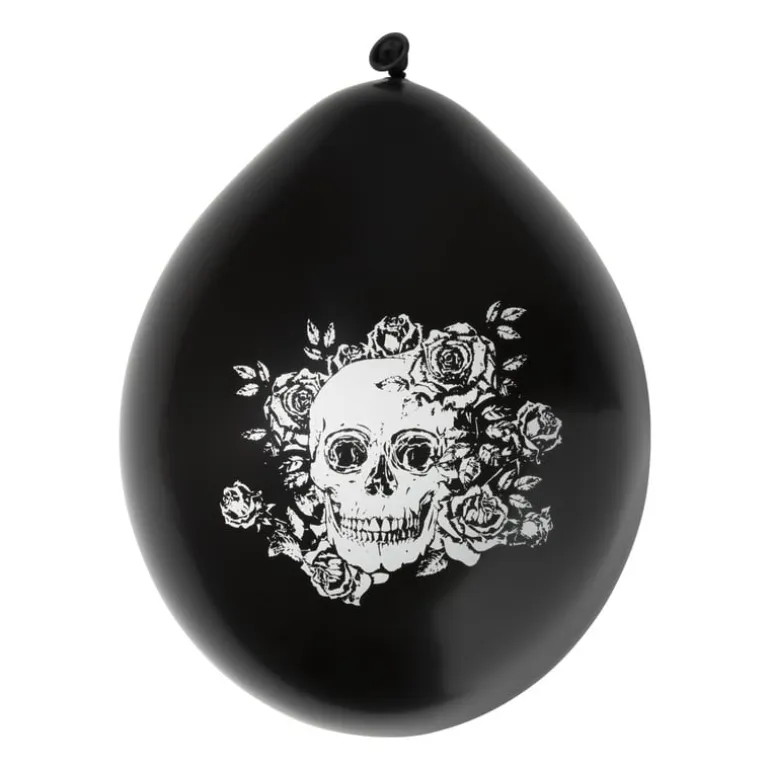 Ballonnen Day of the Dead - zwart/wit - set van 6