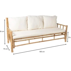 Bamboe bank Padang - 3-zits - 80x180x70 cm