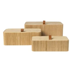 Bamboe kistje met deksel Jesse - 6x20x10 cm - naturel