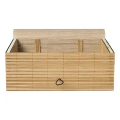 Bamboe kistje met deksel Moos - 8x21x16 cm - naturel