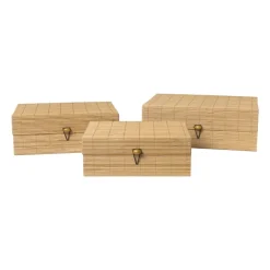 Bamboe kistje met deksel Moos - 9x24x18 cm - naturel