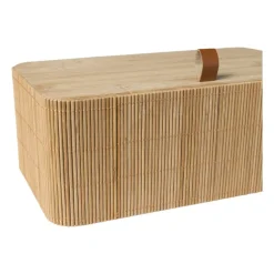 Bamboe kistje met deksel Jesse - 10x27x15.5 cm - naturel
