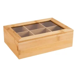 Bamboe theekistje - 6 vakken - 23x16x8 cm