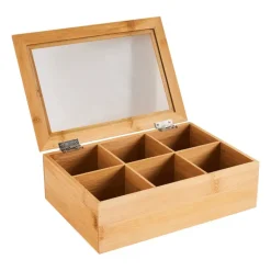 Bamboe theekistje - 6 vakken - 23x16x8 cm