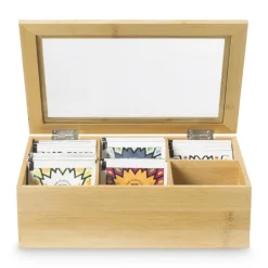 Bamboe theekistje - 6 vakken - 23x16x8 cm