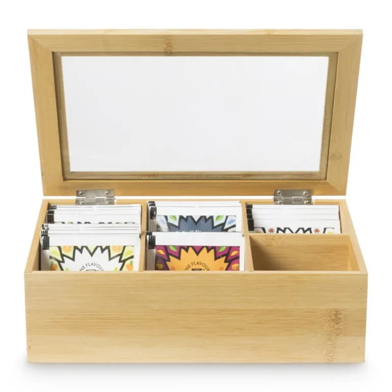 Bamboe theekistje - 6 vakken - 23x16x8 cm