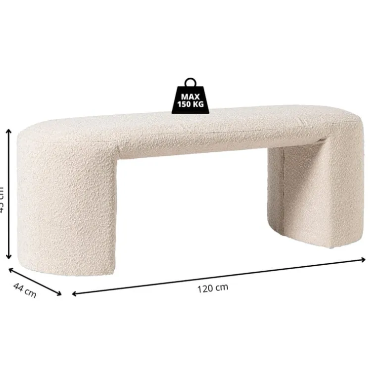 Bank Sara bouclé - beige - 45x120x44 cm