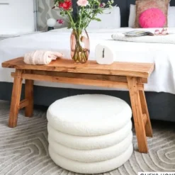 Bankje recycle Ubud - hout - 116 cm