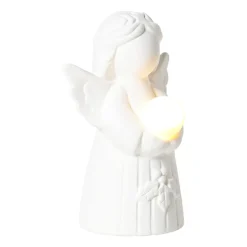 Beeldje kerstengel - wit - 10.5x6.7x5.8 cm