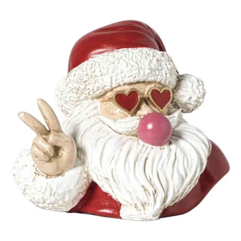 Beeldje kerstman met kauwgom - rood/wit - 8x10x7.5 cm