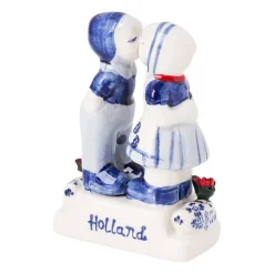 Beeldje kussend koppel - delfts blauw - 6x3x8 cm