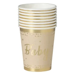 Bekers baby - papier - bruin/goud - set van 8