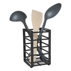 Bestekhouder metaal - zwart - 16.5x10x10 cm