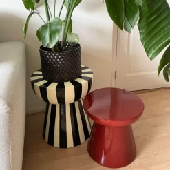 Bijzettafel Calvin - bordeauxrood - ø35x35 cm