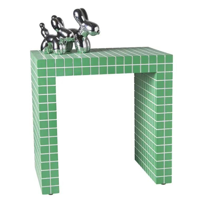 Bijzettafel checks - groen - 48x48x32 cm