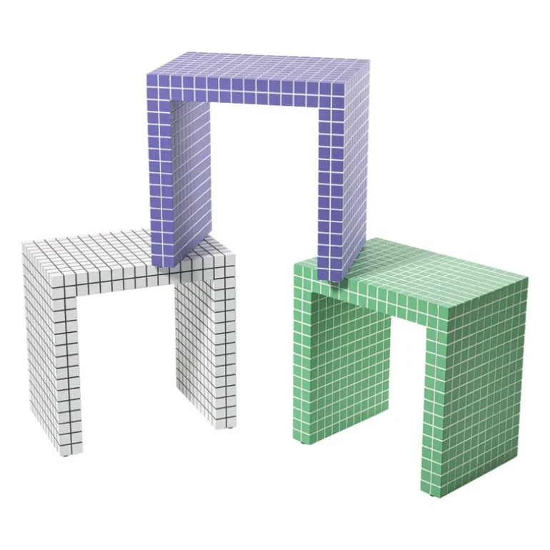 Bijzettafel checks - groen - 48x48x32 cm