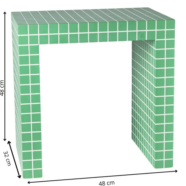 Bijzettafel checks - groen - 48x48x32 cm