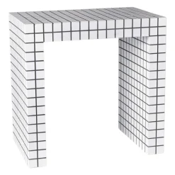 Bijzettafel checks - wit - 48x48x32 cm