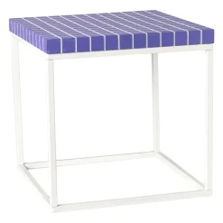Bijzettafel checks met metalen frame - paars - 36x36x36 cm