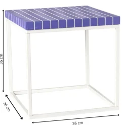 Bijzettafel checks met metalen frame - paars - 36x36x36 cm