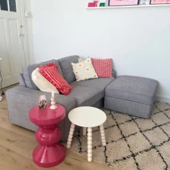 Bijzettafel diabolo - roze - ø33x50 cm