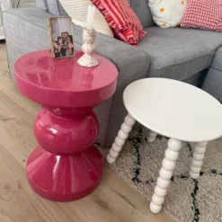 Bijzettafel diabolo - roze - ø33x50 cm