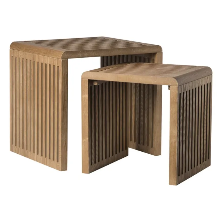 Bijzettafel Japandi groot - bruin - 40x42x35 cm