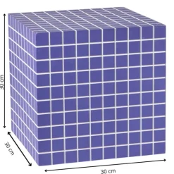 Bijzettafel kubus checks - paars - 30x30x30 cm