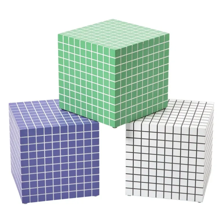 Bijzettafel kubus checks - groen - 30x30x30 cm