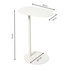 Bijzettafel Mica ovaal - wit - 53x35x25 cm