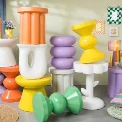 Bijzettafel pop-art eye - wit - 45x41x31 cm