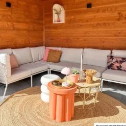 Bijzettafel pop-art flower - wit - ø45x59 cm