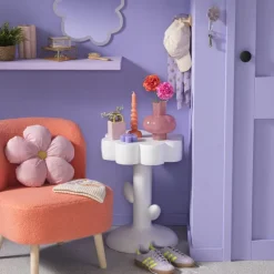 Bijzettafel pop-art flower - wit - ø45x59 cm