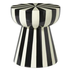 Bijzettafel stripes - beige/zwart - ø40x45 cm