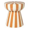 Bijzettafel stripes - beige/oranje - ø40x45 cm