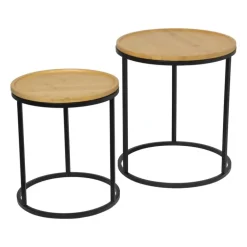 Bijzettafels Bamboe - MDF/metaal - set van 2