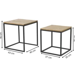 Bijzettafeltjes visgraat - bruin/zwart - set van 2