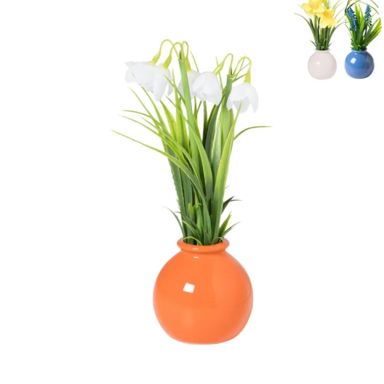 Bloemen in vaasje - diverse varianten - ø7x18 cm