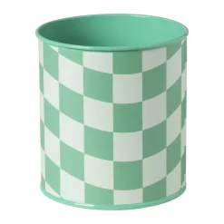Bloempot geblokt groot - groen - ø13x14 cm