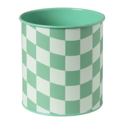 Bloempot geblokt klein - groen - ø12x13 cm