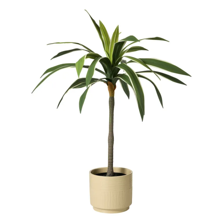 Bloempot lijnen - beige - ø19x17 cm