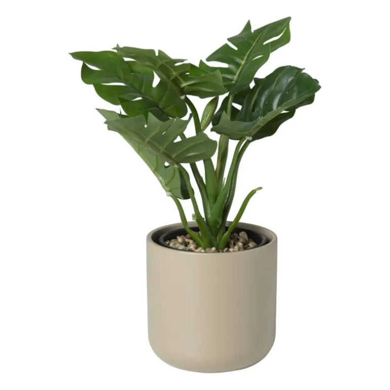 Bloempot streep - beige - ø11.5x11 cm