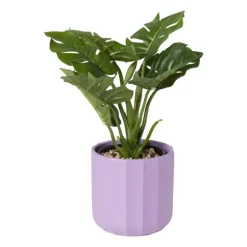 Bloempot streep - paars - ø11.5x11 cm