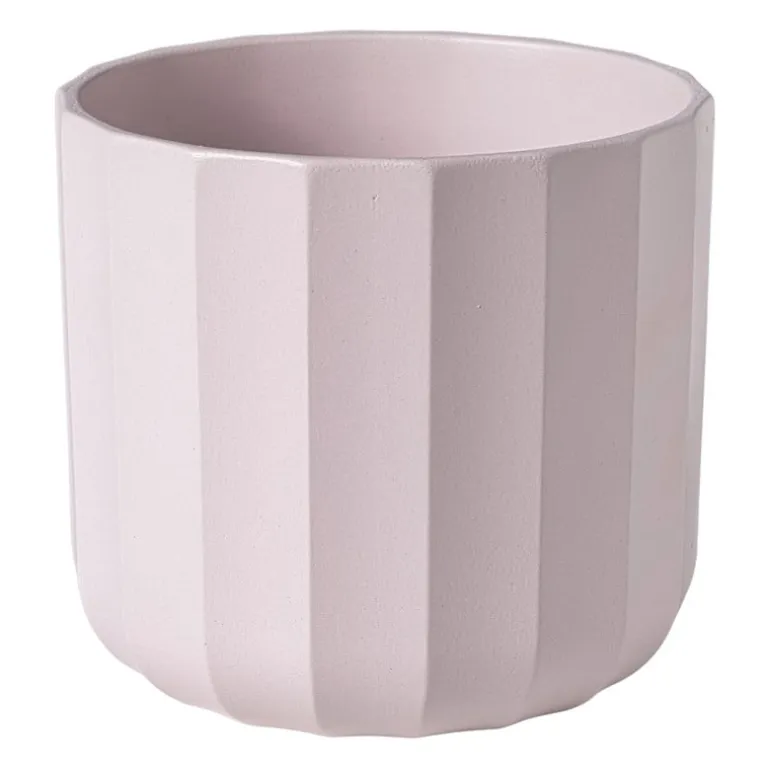 Bloempot streep - roze - ø13.5x12.6 cm